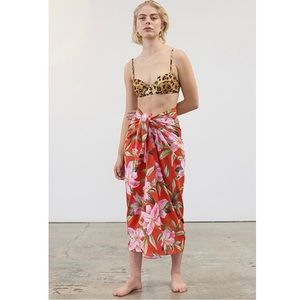 Mara Hoffman red floral beach wrap / sarong